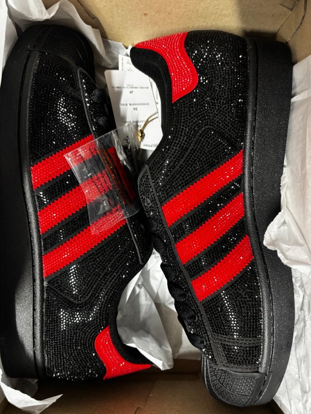 Adidas Superstar II Women’s Black Red Sequin Shoes Size 8.5 – New With Tags